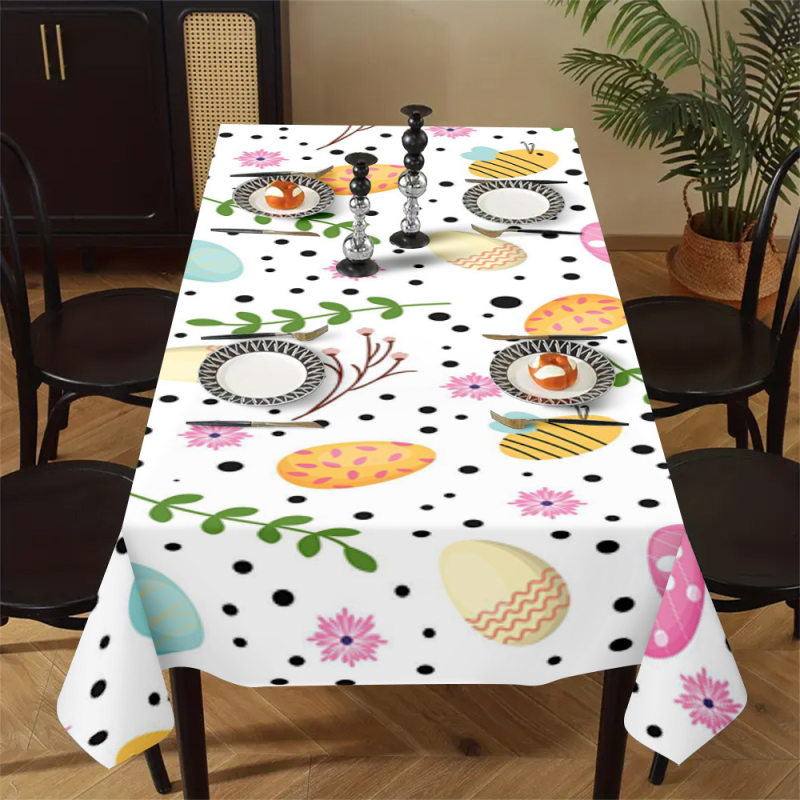 Față de masă cu imprimare digitală 3D, poliester, dreptunghiulară, stil minimalist modern