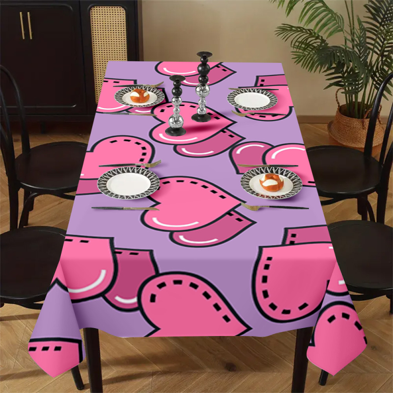 Față de masă cu imprimare digitală 3D, poliester, dreptunghiulară, stil minimalist modern