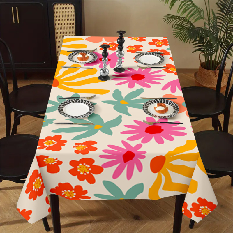 Față de masă cu imprimare digitală 3D, poliester, dreptunghiulară, stil minimalist modern