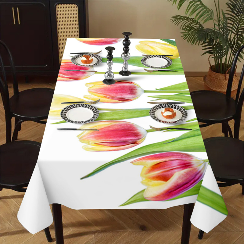 Față de masă cu imprimare digitală 3D, poliester, dreptunghiulară, stil minimalist modern