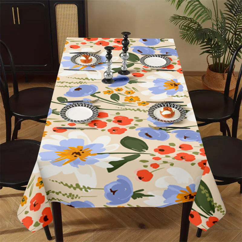 Față de masă cu imprimare digitală 3D, poliester, dreptunghiulară, stil minimalist modern