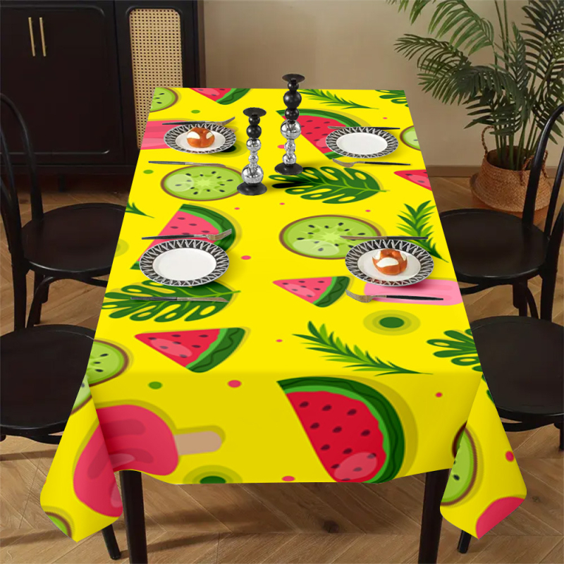 Față de masă cu imprimare digitală 3D, poliester, dreptunghiulară, stil minimalist modern