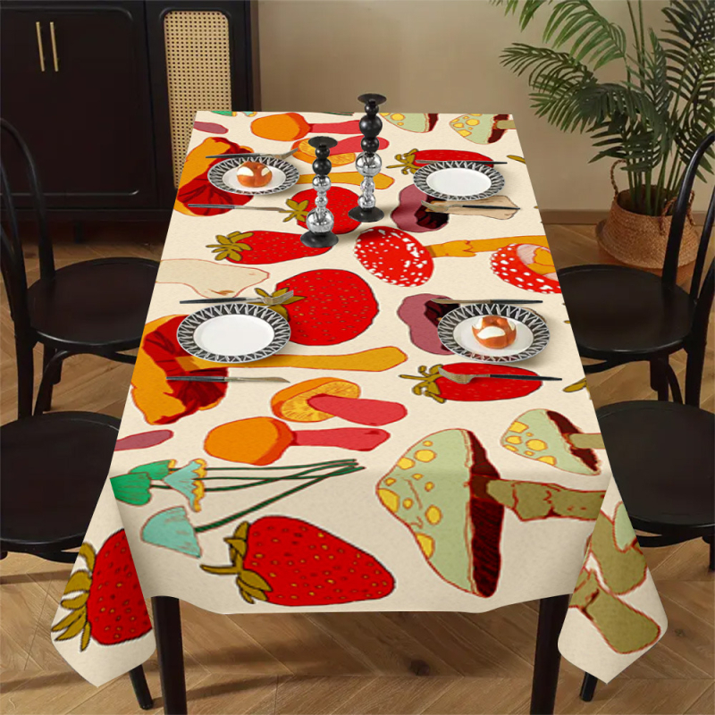 Față de masă cu imprimare digitală 3D, poliester, dreptunghiulară, stil minimalist modern