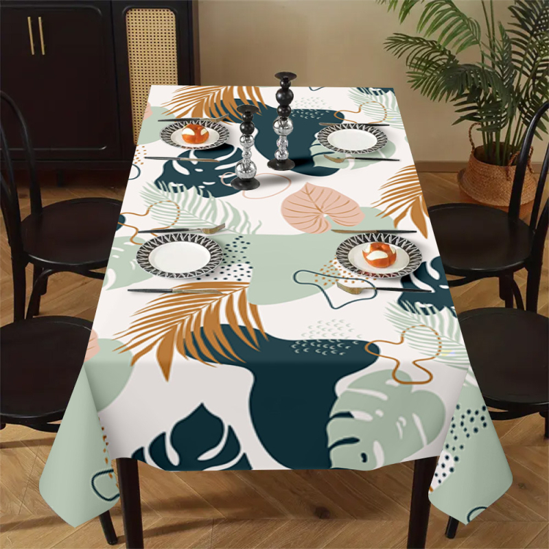 Față de masă cu imprimare digitală 3D, poliester, dreptunghiulară, stil minimalist modern