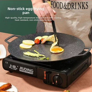 Teppanyaki τηγάνι από χυτοσίδηρο με Maifan πέτρα, για φούρνο κασετών, αντικολλητικό, στρογγυλό