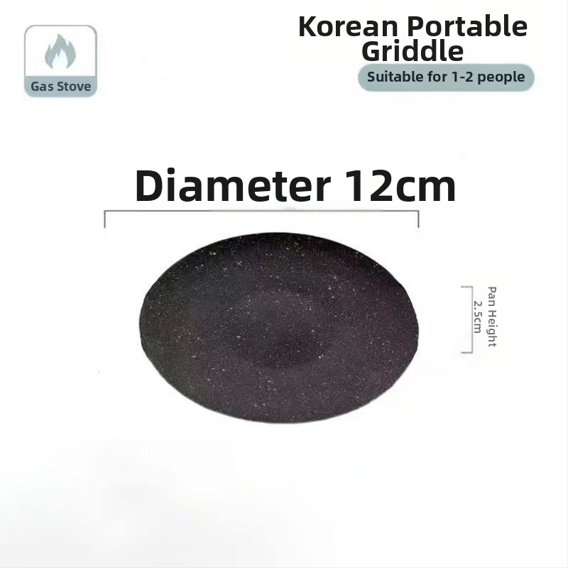 Teppanyaki grill tiganj od lijevanog željeza s Maifan kamenom, za kazetnu ploču, premaz protiv prijanjanja, okruglog oblika