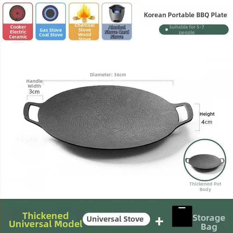 Teppanyaki grill tiganj od lijevanog željeza s Maifan kamenom, za kazetnu ploču, premaz protiv prijanjanja, okruglog oblika