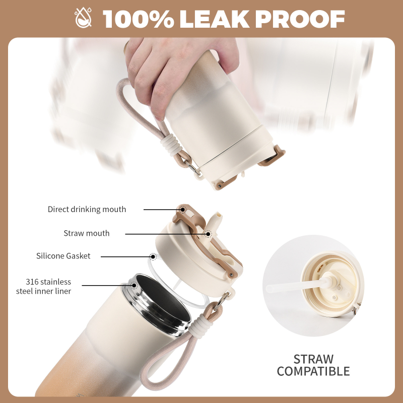 Termosz pohár 316-os rozsdamentes acél belső és külső falával, tealeeresztő kialakítás, 36 óránál hosszabb hőszigetelés, egyszerű stílus, irodai használat