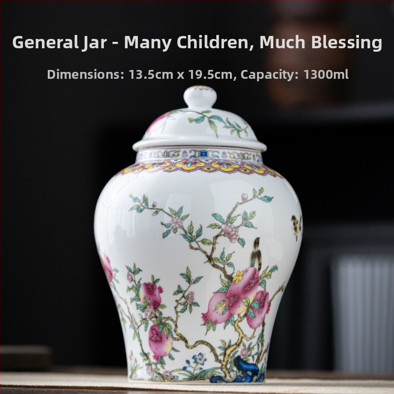 Kerámia teás tárolók szilva virág mintával, 2 kg, könnyed luxus retro stílus