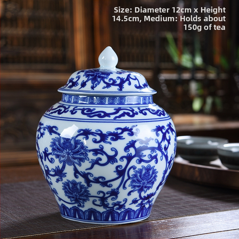 Kerámia teás tárolók szilva virág mintával, 2 kg, könnyed luxus retro stílus