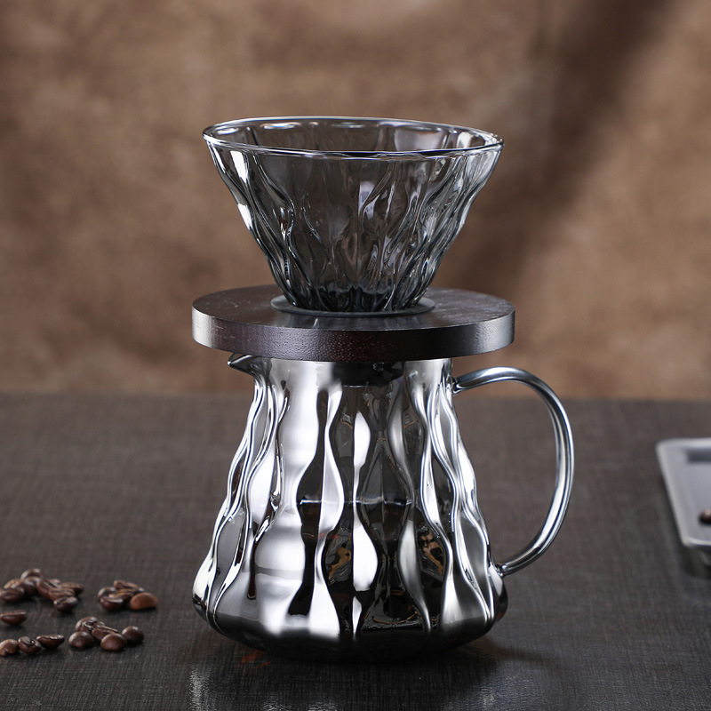 Üvegből készült pour-over kávéskanna készlet varázslatos virág dizájnnal, tartalmaz szűrőcsészét, testre szabható