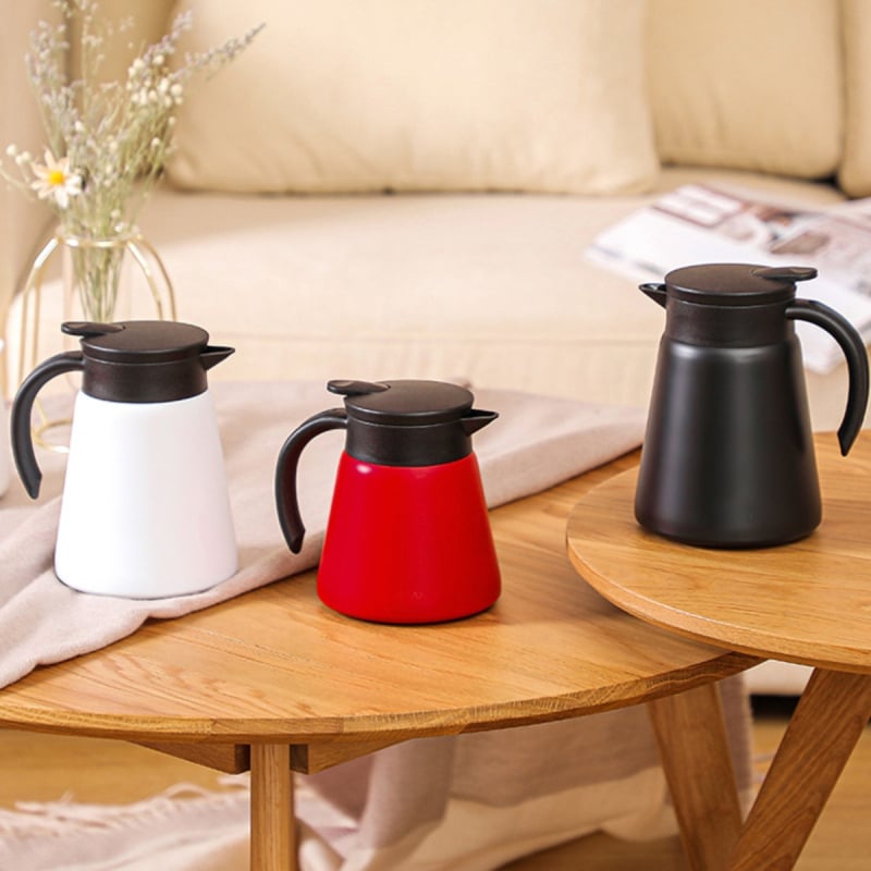 Europos stiliaus termosas su dvigubomis sienomis ir vakuumo izoliacija, vidinis 304, išorinis 201 nerūdijantis plienas, su rankena