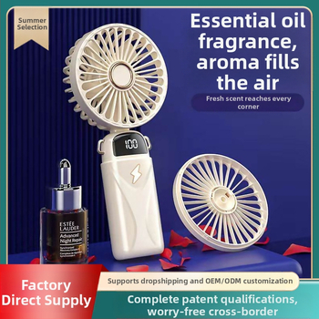Ventilator de mână USB, pliabil, cu 5 palete, 5 trepte, baterie detașabilă 1000–1200 mAh, zgomot 45–50 dB