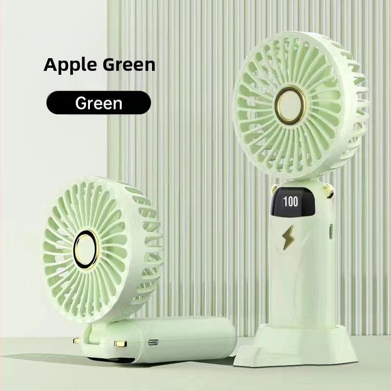 Ventilator de mână USB, pliabil, cu 5 palete, 5 trepte, baterie detașabilă 1000–1200 mAh, zgomot 45–50 dB