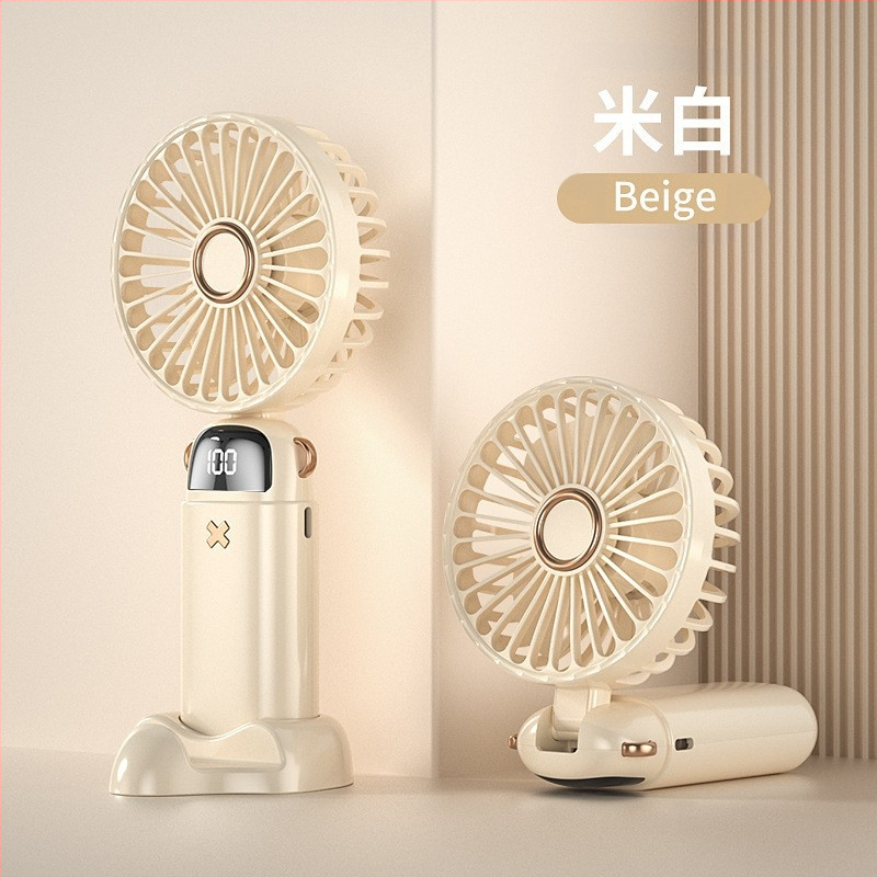 Ventilator de mână USB, pliabil, cu 5 palete, 5 trepte, baterie detașabilă 1000–1200 mAh, zgomot 45–50 dB