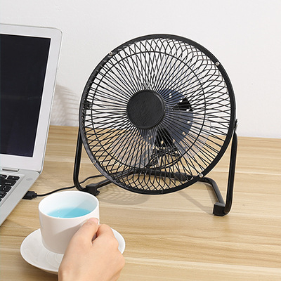 Ventilator metal de birou alimentat USB, cu palete de 4, motor brushless, funcționare silențioasă, 2 viteze