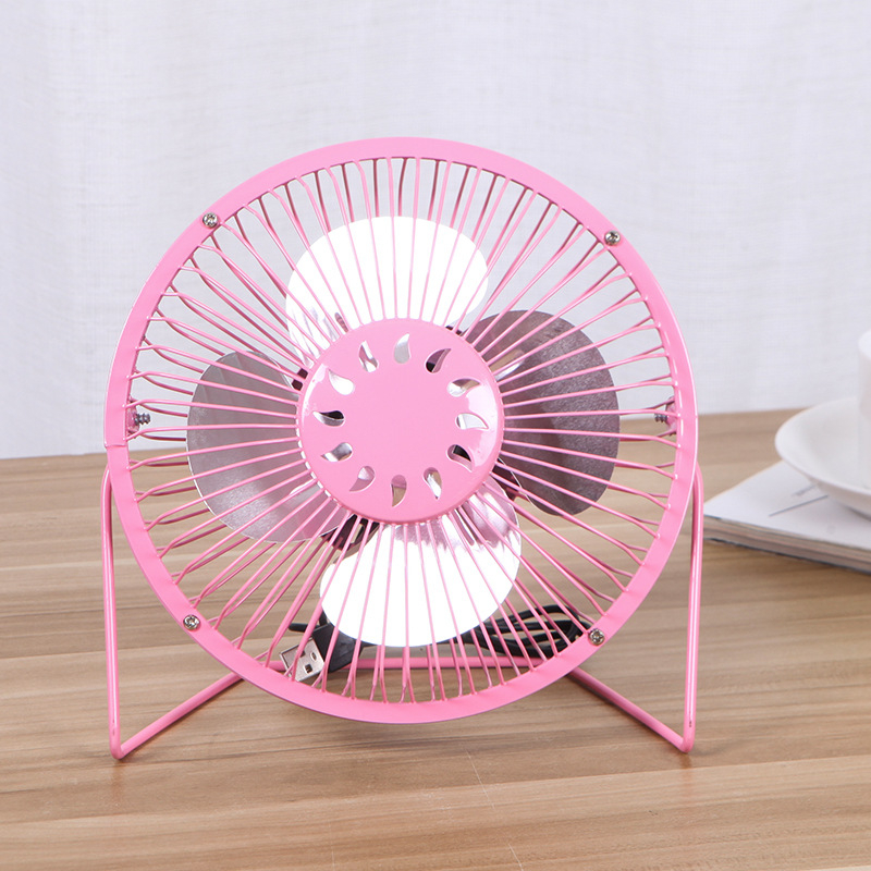 Ventilator metal de birou alimentat USB, cu palete de 4, motor brushless, funcționare silențioasă, 2 viteze