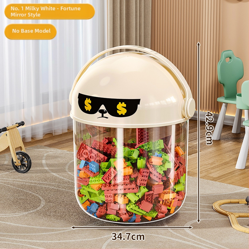 Пластмасова кутия за съхранение на играчки с прахозащитна тръба — модерен минималистичен стил за дневната