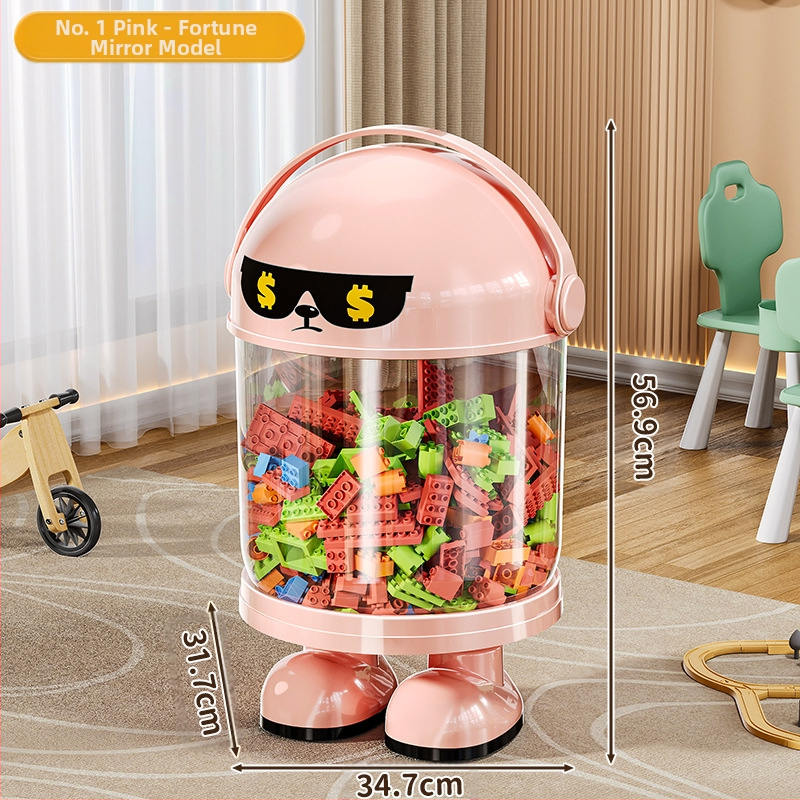 Пластмасова кутия за съхранение на играчки с прахозащитна тръба — модерен минималистичен стил за дневната