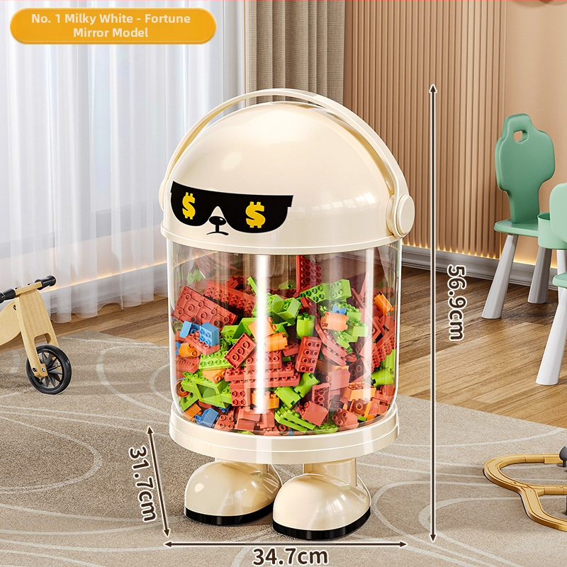 Пластмасова кутия за съхранение на играчки с прахозащитна тръба — модерен минималистичен стил за дневната