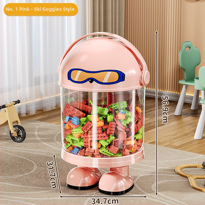 Пластмасова кутия за съхранение на играчки с прахозащитна тръба — модерен минималистичен стил за дневната