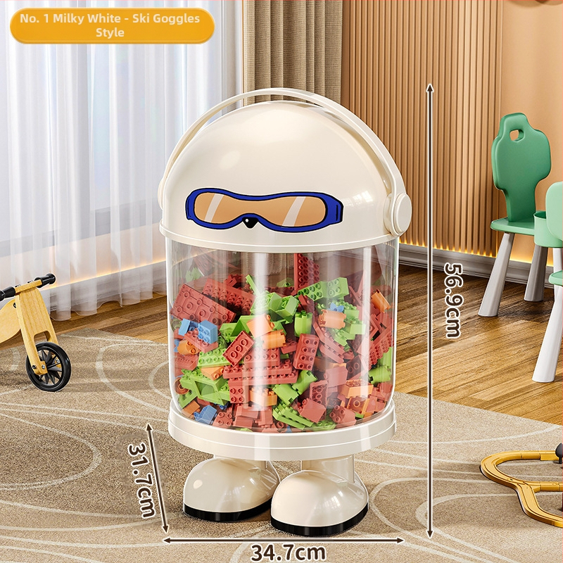 Пластмасова кутия за съхранение на играчки с прахозащитна тръба — модерен минималистичен стил за дневната