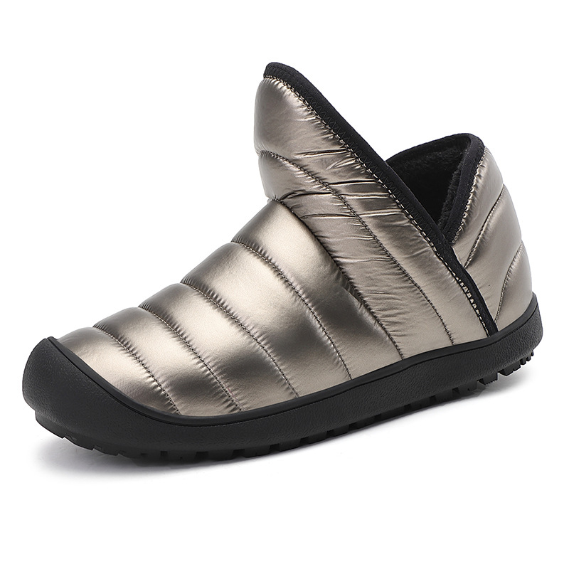 Papuci de casă unisex pentru iarnă – calzi, groși, slip-on, talpă antiderapantă din cauciuc, PU partea superioară