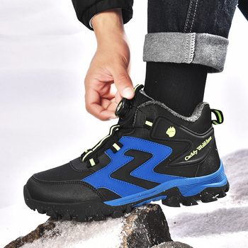 Ανδρικά χειμερινά υπαίθρια παπούτσια με ψηλό άνω μέρος, αντιολισθητικά, ζεστά με επένδυση φλίς, ανθεκτική σόλα TPR (Αντιολισθητικό; Θερμό; Φθορά-Ανθεκτικό; Ψηλό άνω; Επένδυση φλίς)
