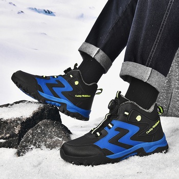 Ανδρικά χειμερινά υπαίθρια παπούτσια με ψηλό άνω μέρος, αντιολισθητικά, ζεστά με επένδυση φλίς, ανθεκτική σόλα TPR (Αντιολισθητικό; Θερμό; Φθορά-Ανθεκτικό; Ψηλό άνω; Επένδυση φλίς)