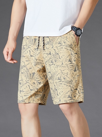 Мъжки памучни къси панталони за лято, свободна кройка, средна талия, 100% памук, спортно-ежедневни