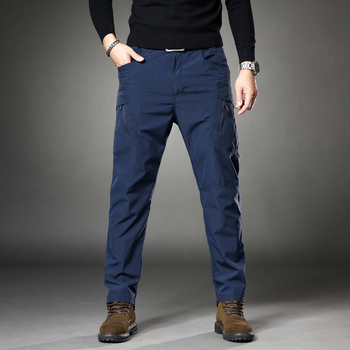 Casual παντελόνια εργασίας με πολλαπλές τσέπες, φαρδιά γραμμή, μέση μεσαίου ύψους, πολυεστερικό ύφασμα, κλείσιμο με κορδόνι, ίσιο παντελόνι