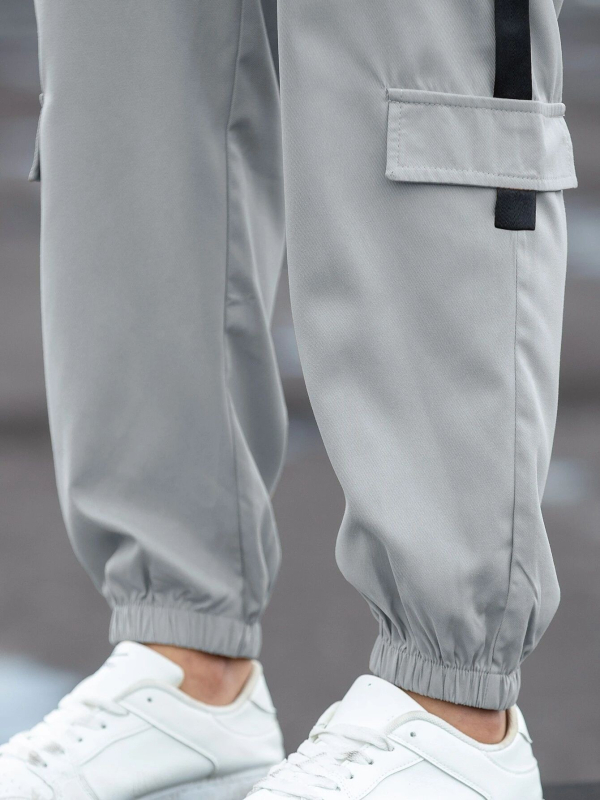 Pantalone za posao s više džepova, široka silueta, srednji porast struka, s remenom, prozračna poliester-mješavina, ravni kroj, jesen 2024 (za muškarce, sve sezone)