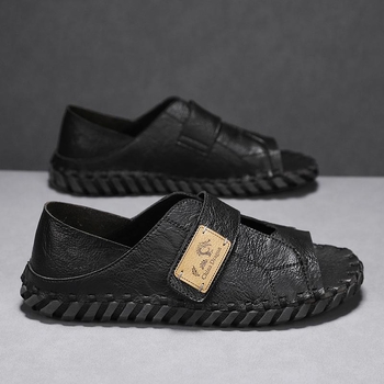 Ανδρικά ναυτικά παπούτσια από δέρμα κατσίκας, με χαραγμένο σχέδιο φτερού, δερμάτινο καπάκι δακτύλων, καλοκαιρινά υποδήματα