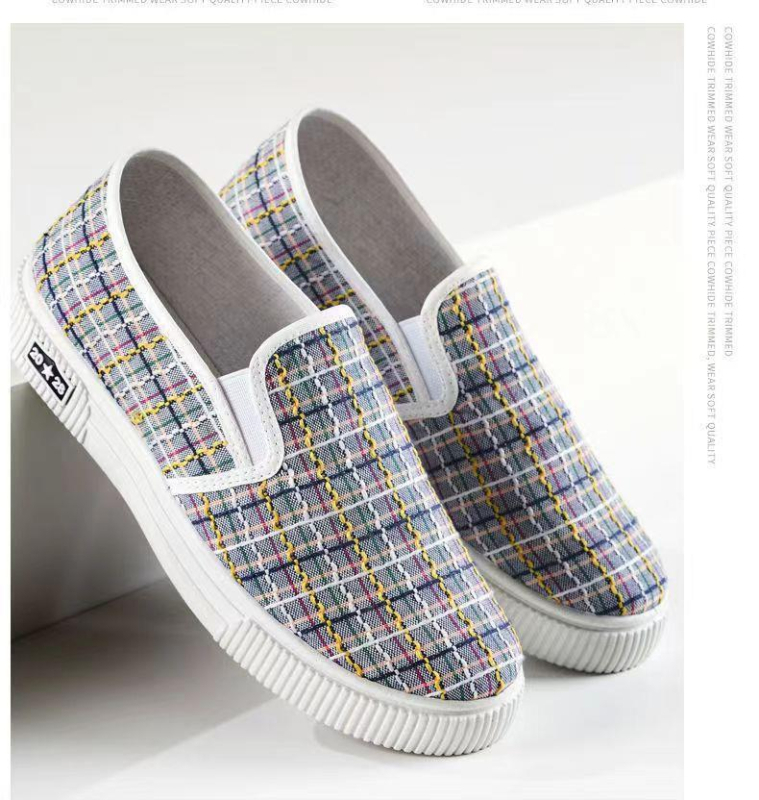 Női vászon slip-on cipő, alacsony bokájú, vászon felsőrész, pamut bélés, injektált műanyag talp