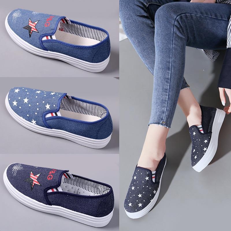 Női vászon slip-on cipő, alacsony bokájú, vászon felsőrész, pamut bélés, injektált műanyag talp