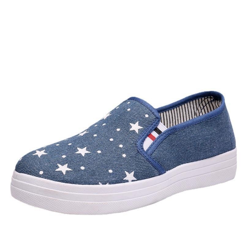 Női vászon slip-on cipő, alacsony bokájú, vászon felsőrész, pamut bélés, injektált műanyag talp