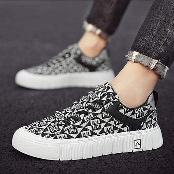 Ανδρικά παπούτσια χαμηλού ύψους με πλατφόρμα, Κορεατικού στυλ, για όλες τις εποχές, πάνω μέρος καμβάς, σόλα PVC, ενισχυμένη πλατφόρμα με έγχυση