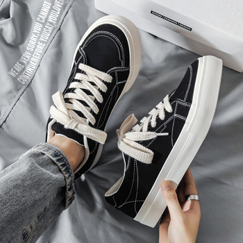 Ανδρικά καμβά sneakers για καθημερινή χρήση — διαπνέοντα, ελαφριά, χαμηλό ύψος (low-top), EVA πάτος, σόλα από καουτσούκ