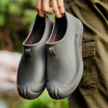 Μποτάκια βροχής unisex, PVC επάνω μέρος, πλαστική σόλα, χαμηλό ύψος, στρογγυλή μύτη, τεσσάρων εποχών χρήση