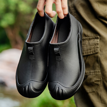 Μποτάκια βροχής unisex, PVC επάνω μέρος, πλαστική σόλα, χαμηλό ύψος, στρογγυλή μύτη, τεσσάρων εποχών χρήση