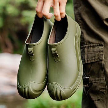 Μποτάκια βροχής unisex, PVC επάνω μέρος, πλαστική σόλα, χαμηλό ύψος, στρογγυλή μύτη, τεσσάρων εποχών χρήση