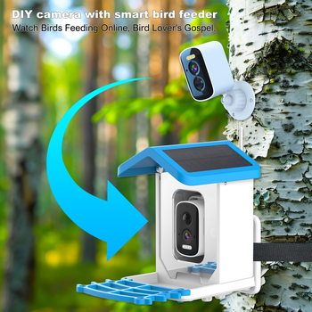 Интелигентна кормилка за птици с камера и ИИ разпознаване на птици – 5MP, 2560x1440, 3.6mm CMOS, външна употреба