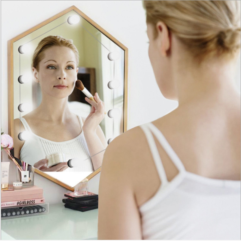 LED gaismas avots spogulim ar priekšējo apgaismojumu, griežams izvelkams spuldžu pavedienis, modelis Q03, skārienjūtīgs slēdzis