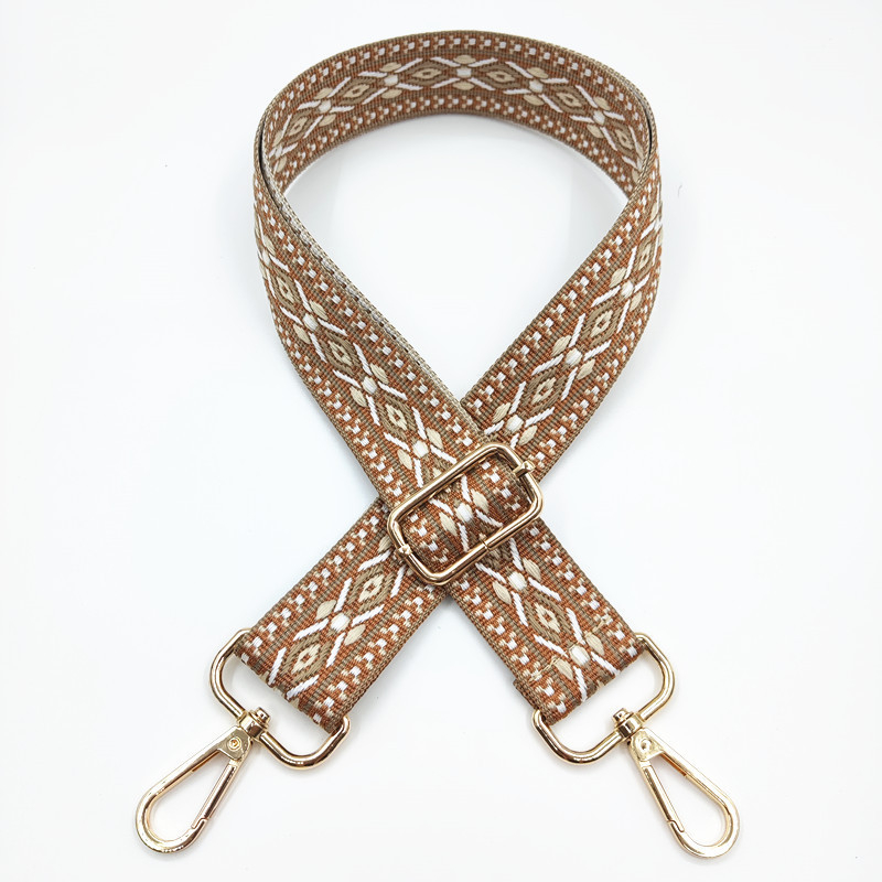 Презрамка за чанти с жакардов ромбовиден модел, широка презрамка, полиестерно-памучна материя, есен 2023 г., функция за намаляване на натоварването