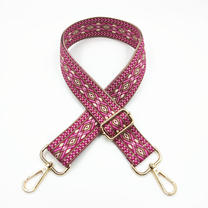 Презрамка за чанти с жакардов ромбовиден модел, широка презрамка, полиестерно-памучна материя, есен 2023 г., функция за намаляване на натоварването