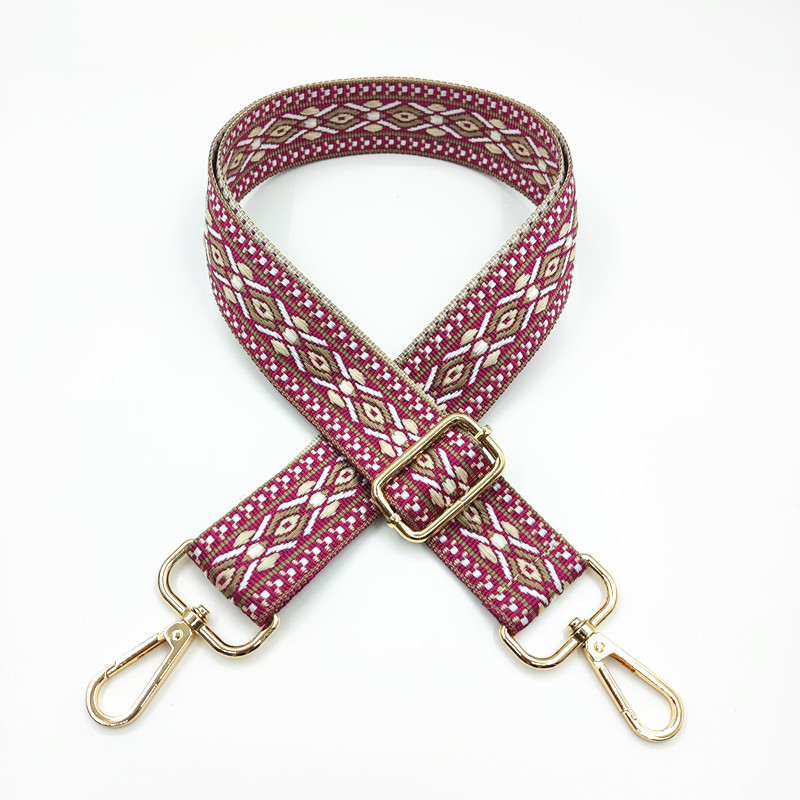 Презрамка за чанти с жакардов ромбовиден модел, широка презрамка, полиестерно-памучна материя, есен 2023 г., функция за намаляване на натоварването