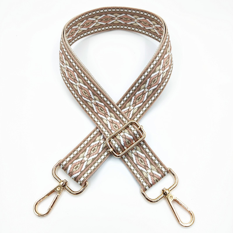 Презрамка за чанти с жакардов ромбовиден модел, широка презрамка, полиестерно-памучна материя, есен 2023 г., функция за намаляване на натоварването