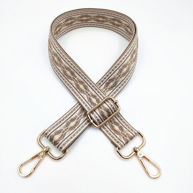 Презрамка за чанти с жакардов ромбовиден модел, широка презрамка, полиестерно-памучна материя, есен 2023 г., функция за намаляване на натоварването