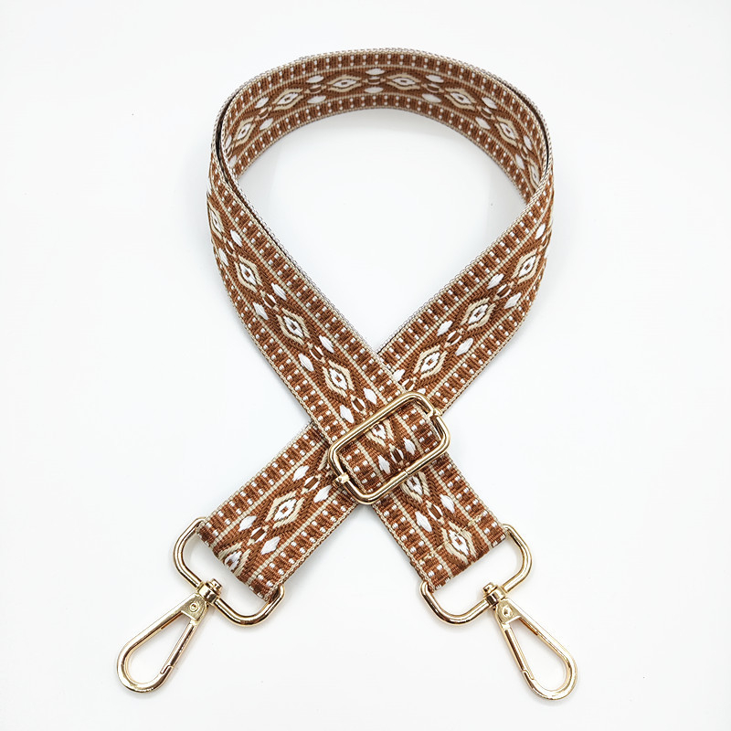 Презрамка за чанти с жакардов ромбовиден модел, широка презрамка, полиестерно-памучна материя, есен 2023 г., функция за намаляване на натоварването