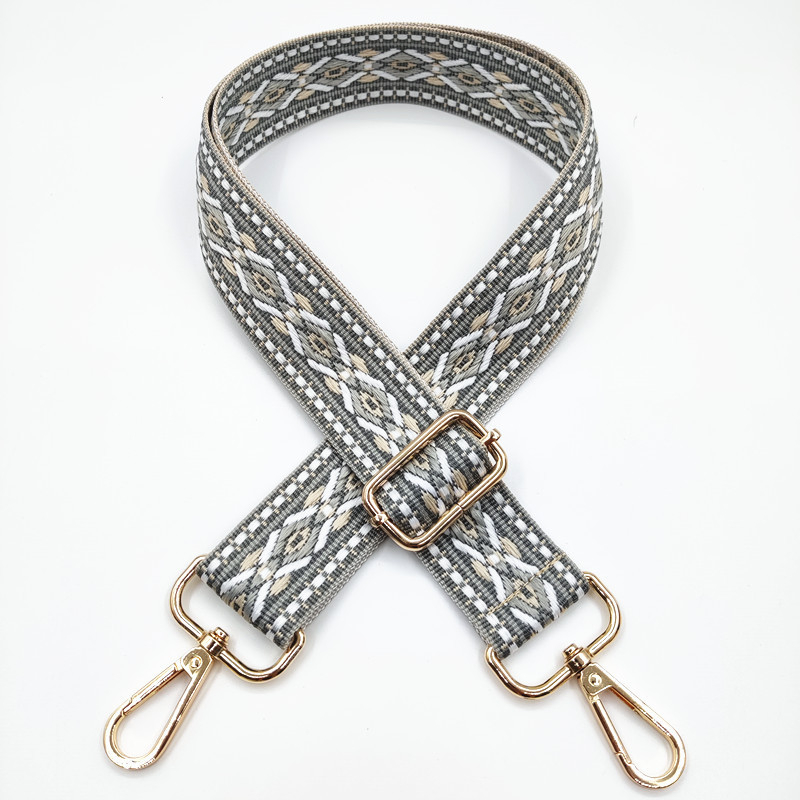 Презрамка за чанти с жакардов ромбовиден модел, широка презрамка, полиестерно-памучна материя, есен 2023 г., функция за намаляване на натоварването